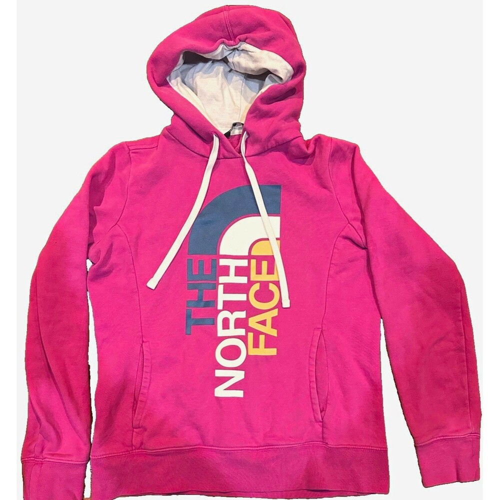 The North Face Hoodie Womens Medium Pink Magenta Pullover Fleece Sweatshirt